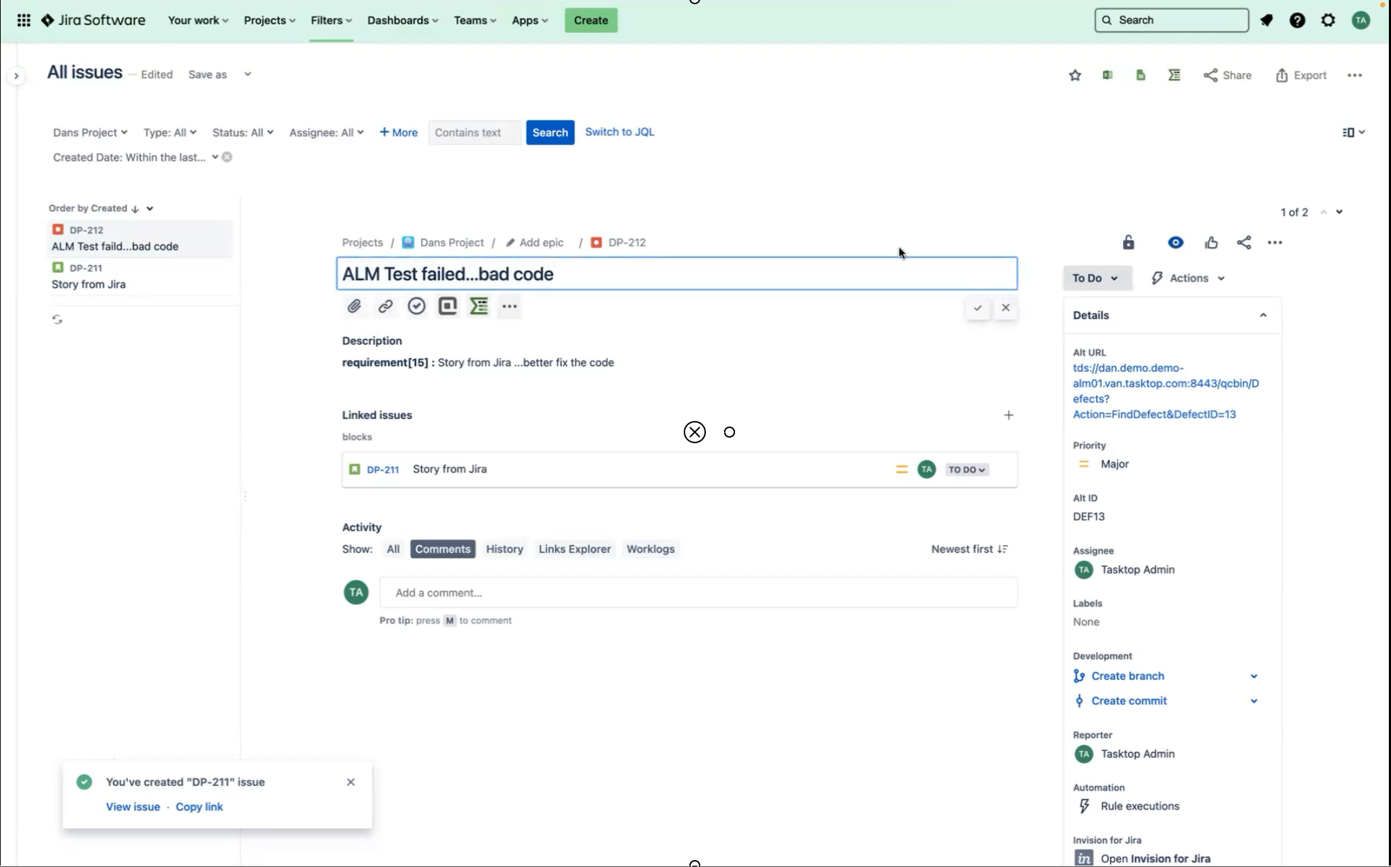 Jira and Micro Focus ALM Integration Demonstration